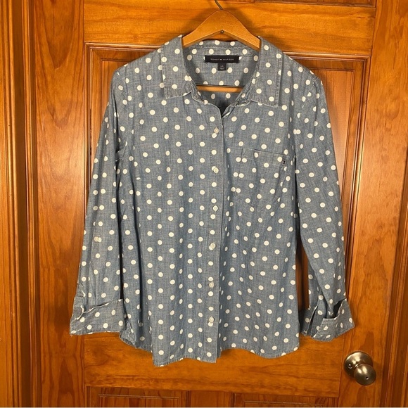 Tommy Hilfiger Polka Dot Chambray Button Down Shirt - Picture 3 of 8
